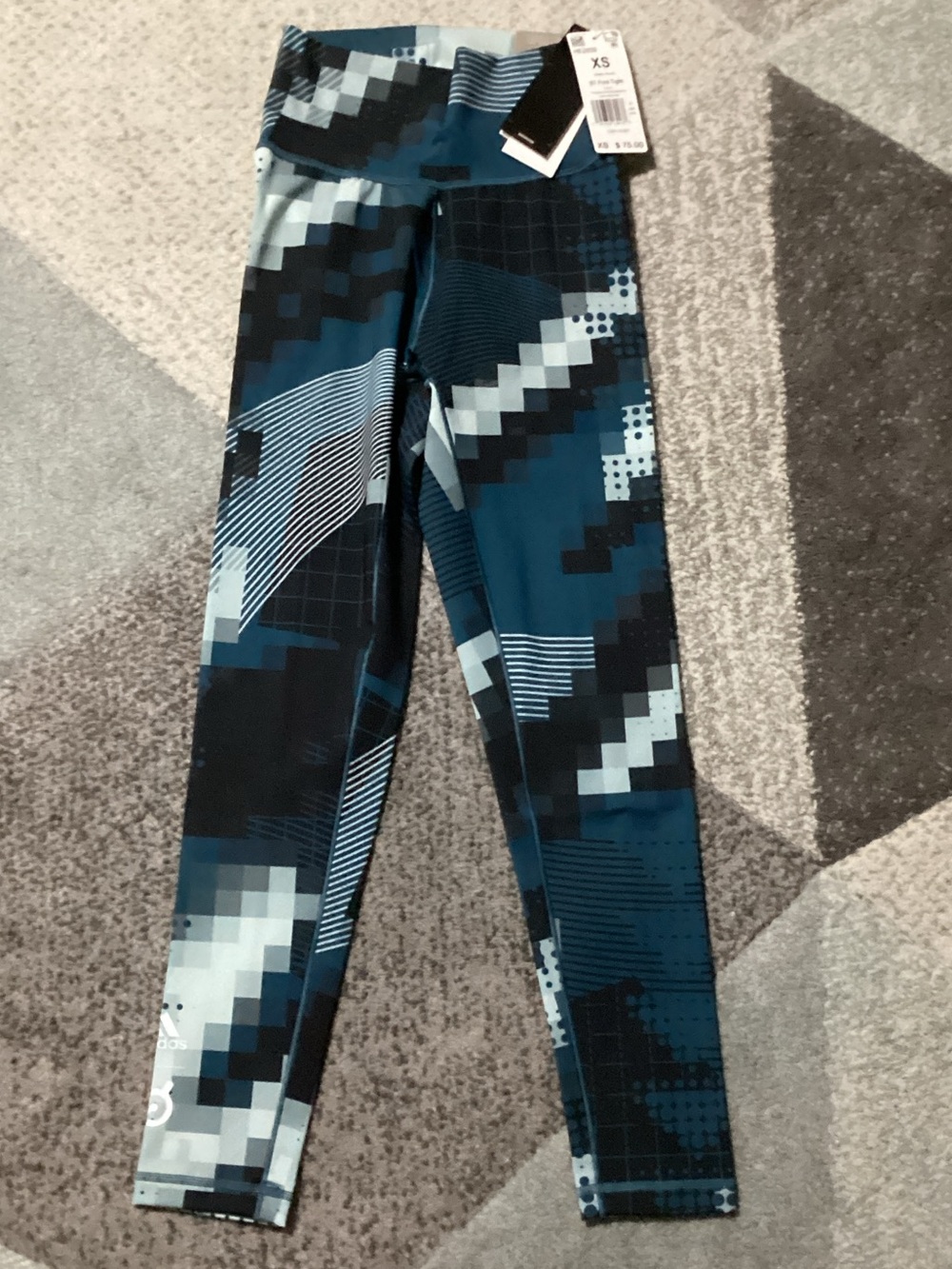 Adidas Peloton 7/8 High Rise Tight Halo Mint Print XS NWT $75